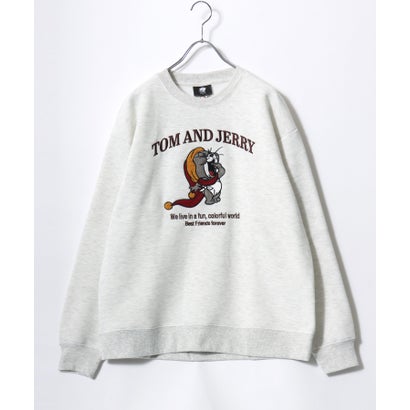 2026AW Tom and Jerry/トムとジェリー 別注 オーバーサイズ ワンポイント サガラ刺繍 スウェットトレーナー レディース メンズ （グレー系その他4）｜詳細画像