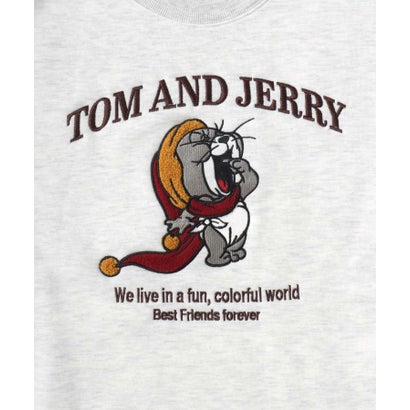 2026AW Tom and Jerry/トムとジェリー 別注 オーバーサイズ ワンポイント サガラ刺繍 スウェットトレーナー レディース メンズ （グレー系その他4）｜詳細画像