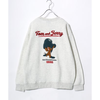 2026AW Tom and Jerry/トムとジェリー 別注 オーバーサイズ ワンポイント サガラ刺繍 スウェットトレーナー レディース メンズ （グレー系その他5）｜詳細画像