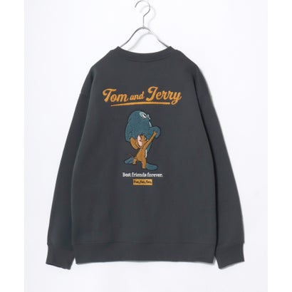 2026AW Tom and Jerry/トムとジェリー 別注 オーバーサイズ ワンポイント サガラ刺繍 スウェットトレーナー レディース メンズ （ブラック系）｜詳細画像