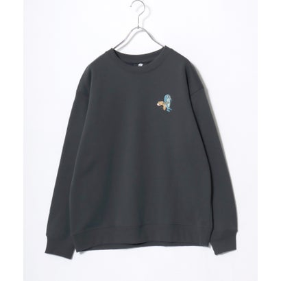 2026AW Tom and Jerry/トムとジェリー 別注 オーバーサイズ ワンポイント サガラ刺繍 スウェットトレーナー レディース メンズ （ブラック系）｜詳細画像