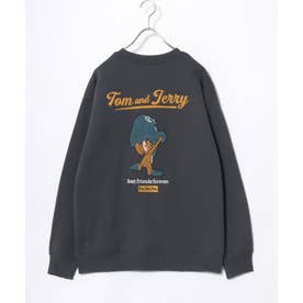 2026AW Tom and Jerry/トムとジェリー 別注 オーバーサイズ ワンポイント サガラ刺繍 スウェットトレーナー レディース メンズ （ブラック系）