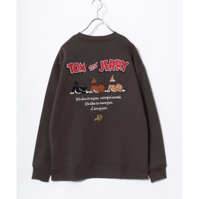 2026AW Tom and Jerry/トムとジェリー 別注 オーバーサイズ ワンポイント サガラ刺繍 スウェットトレーナー レディース メンズ （ブラウン）｜詳細画像