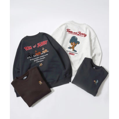 2026AW Tom and Jerry/トムとジェリー 別注 オーバーサイズ ワンポイント サガラ刺繍 スウェットトレーナー レディース メンズ （ブラウン）｜詳細画像