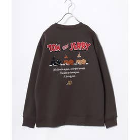 2026AW Tom and Jerry/トムとジェリー 別注 オーバーサイズ ワンポイント サガラ刺繍 スウェットトレーナー レディース メンズ （ブラウン）