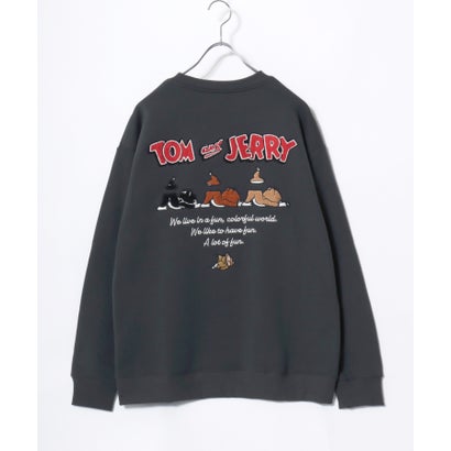 2026AW Tom and Jerry/トムとジェリー 別注 オーバーサイズ ワンポイント サガラ刺繍 スウェットトレーナー レディース メンズ （ブラック系1）｜詳細画像