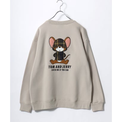 2026AW Tom and Jerry/トムとジェリー 別注 オーバーサイズ ワンポイント サガラ刺繍 スウェットトレーナー レディース メンズ （ベージュ系その他2）｜詳細画像