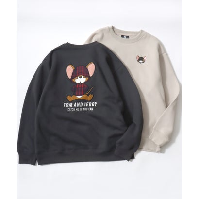 2026AW Tom and Jerry/トムとジェリー 別注 オーバーサイズ ワンポイント サガラ刺繍 スウェットトレーナー レディース メンズ （ベージュ系その他2）｜詳細画像