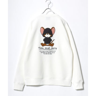 2026AW Tom and Jerry/トムとジェリー 別注 オーバーサイズ ワンポイント サガラ刺繍 スウェットトレーナー レディース メンズ （ホワイト）｜詳細画像