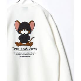 2026AW Tom and Jerry/トムとジェリー 別注 オーバーサイズ ワンポイント サガラ刺繍 スウェットトレーナー レディース メンズ （ホワイト）