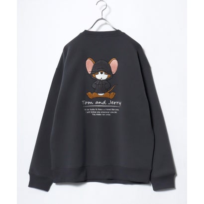 2026AW Tom and Jerry/トムとジェリー 別注 オーバーサイズ ワンポイント サガラ刺繍 スウェットトレーナー レディース メンズ （スミクロ）｜詳細画像
