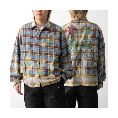 アミリ AMIRI AMIRI シャツ MA QUAD BLEACHED FLANNEL AMTOSH1187 （420/Blue/ブルー他）｜詳細画像