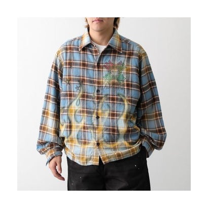 アミリ AMIRI AMIRI シャツ MA QUAD BLEACHED FLANNEL AMTOSH1187 （420/Blue/ブルー他）｜詳細画像