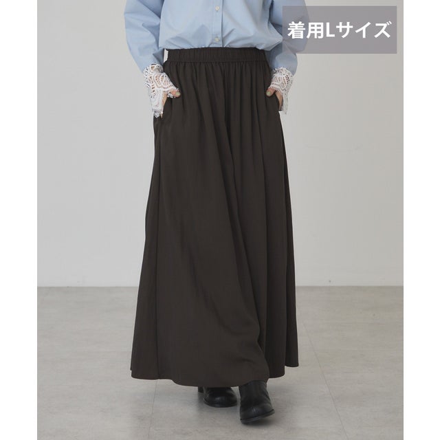 【選べる丈】とろみフレアスカーチョ （ブラウン）