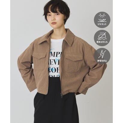 アメリカンホリック AMERICAN HOLIC 【マルチ機能】カットコーデュロイZIPショート丈シャツ （チャコールグレー）｜詳細画像