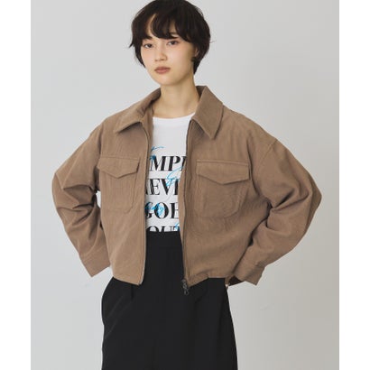 アメリカンホリック AMERICAN HOLIC 【マルチ機能】カットコーデュロイZIPショート丈シャツ （グレーベージュ）｜詳細画像