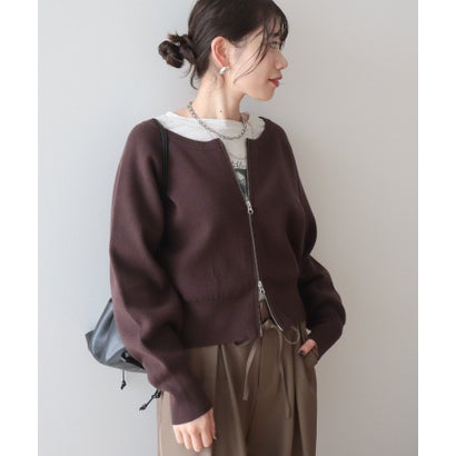 アメリカンホリック AMERICAN HOLIC WZIPショート丈ニットカーディガン （ブラウン）｜詳細画像