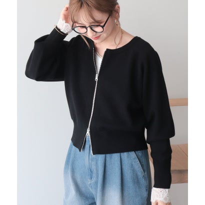 アメリカンホリック AMERICAN HOLIC WZIPショート丈ニットカーディガン （ブラウン）｜詳細画像