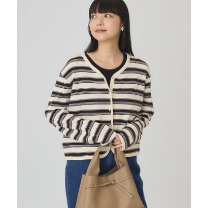 アメリカンホリック AMERICAN HOLIC 【バイパチ・シアバター配合】メタルニットカーディガン （ボーダー）｜詳細画像