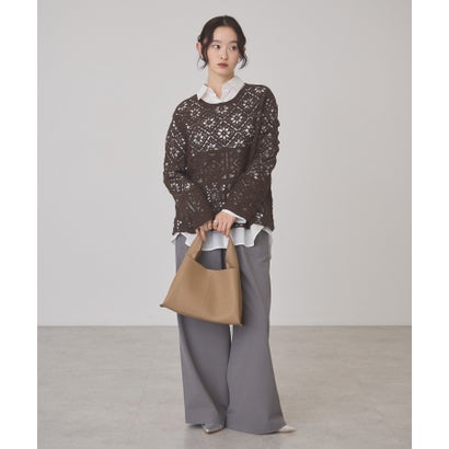柄編みニットプルオーバー （キャメル）｜詳細画像