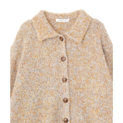 襟付きブークレニット （ブラウン）｜詳細画像