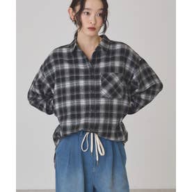 微起毛チェックネルシャツ （ブラック）