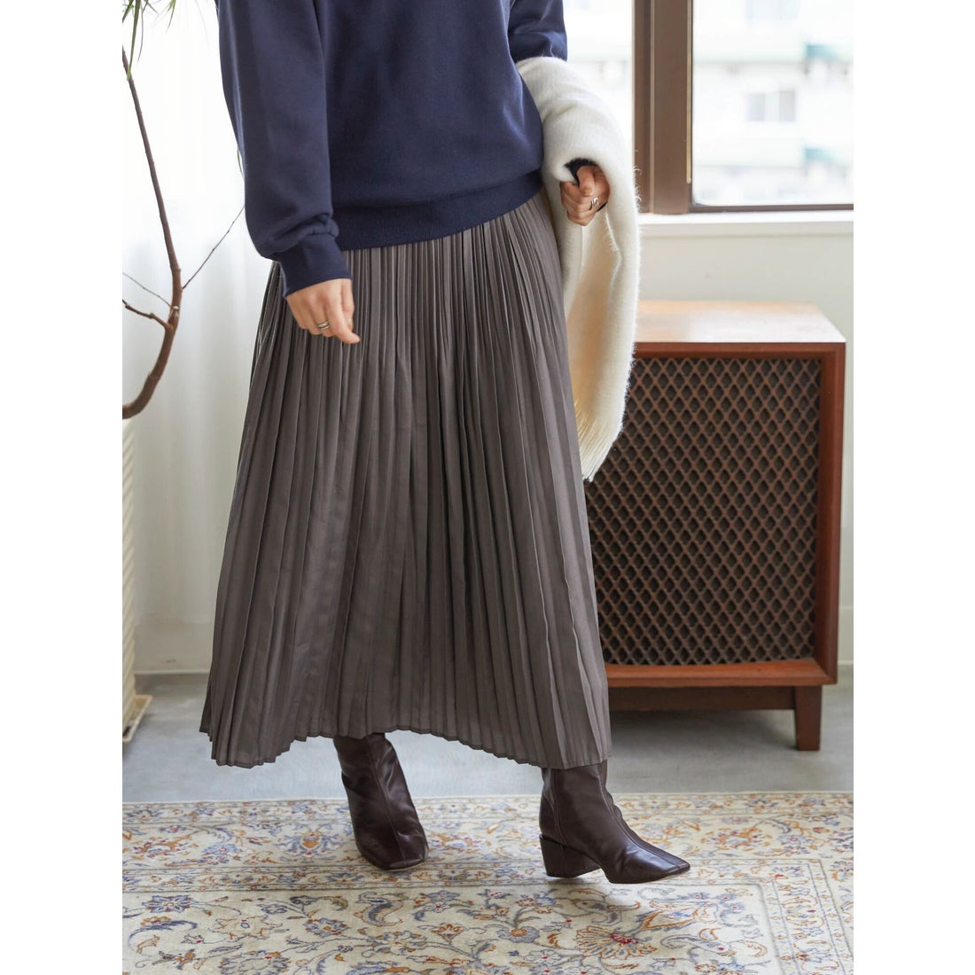 AMERICAN APPAREL おしい アメアパ ドットプリーツ スカートUSA