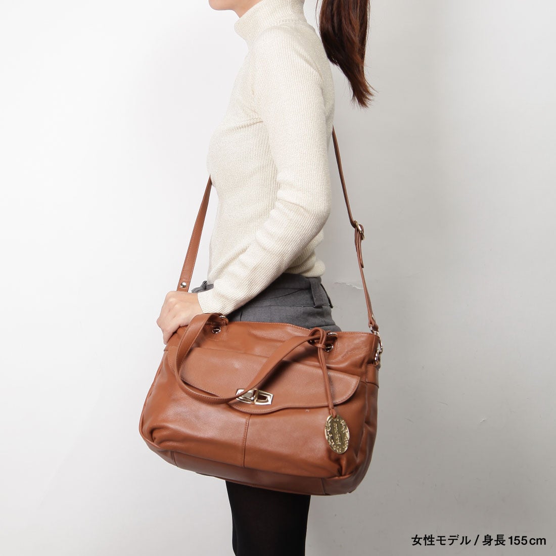 アンシェリ ancheri レザートートバッグ（キャメル） -ファッション 