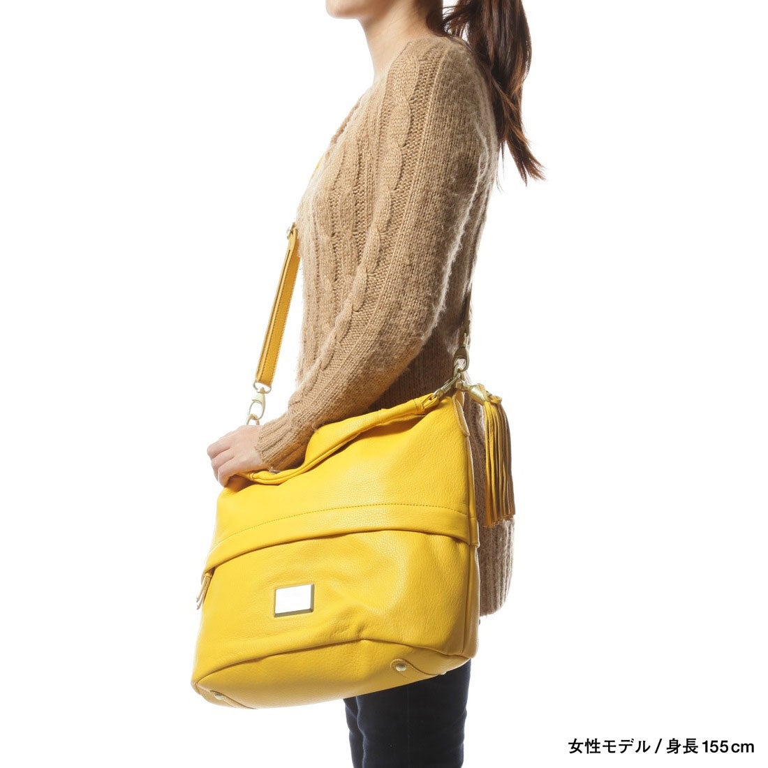 アンシェリ ancheri レザー2WAYショルダーバッグ（イエロー 