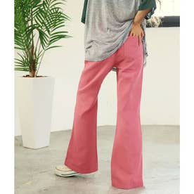 センターライン裾スリットカラーパンツ（ピンク）