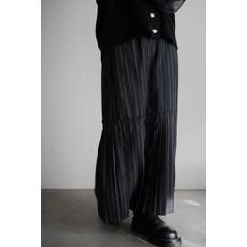 Stripe Pleats Skirt （BLACK）