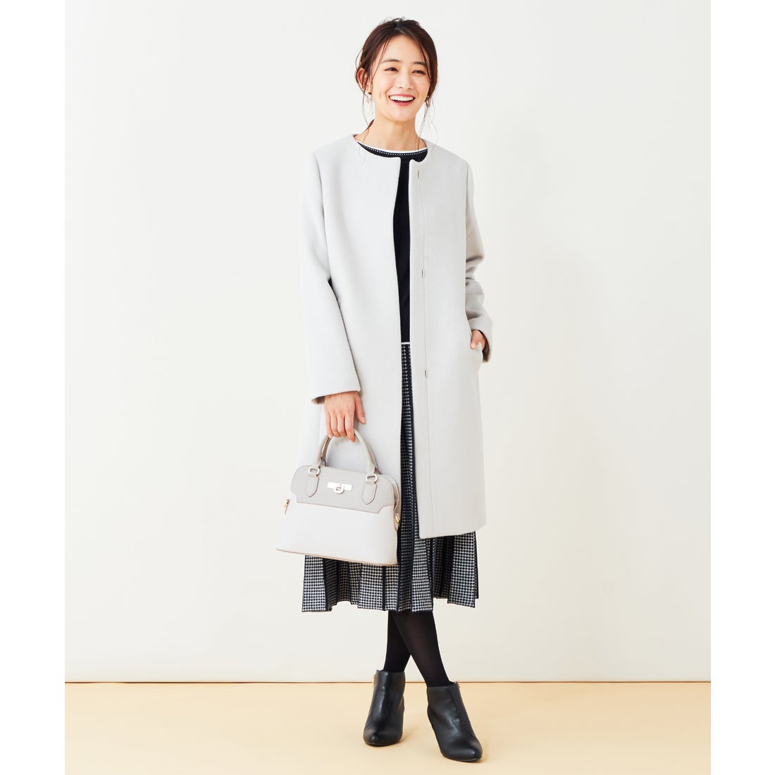 ANY SIS ノーカラー コート （グレージュ） -ファッション通販 FASHION 