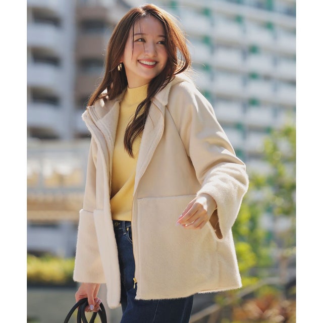 Luxuryフェイクムートン コート （アイボリー）