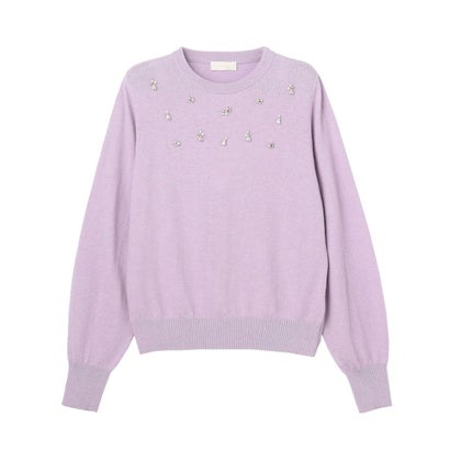 ANY SIS ジュエルカシミヤミックスニット プルオーバー （アクアマリン（サックス））｜詳細画像