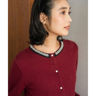 ジュエルカシミヤミックスニット カーディガン （ガーネット（レッド））｜詳細画像
