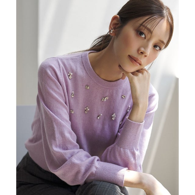 ジュエルカシミヤミックスニット プルオーバー （アメジスト（ラベンダー））