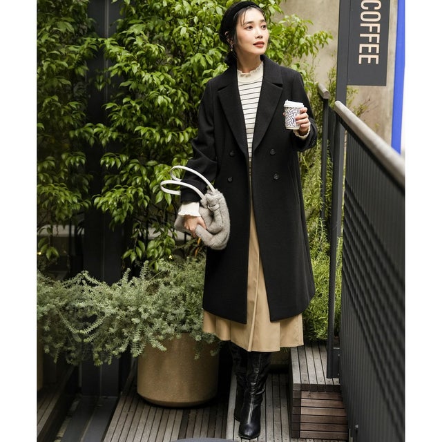 ウールライクロング チェスター コート （ブラック）