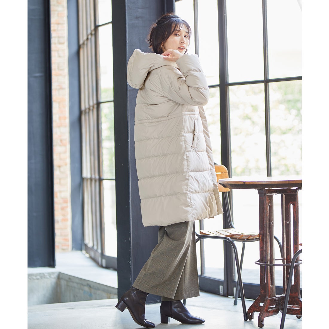 ANY 【洗える】スムースタッチ ロング丈ダウンコート （ブラック系 
