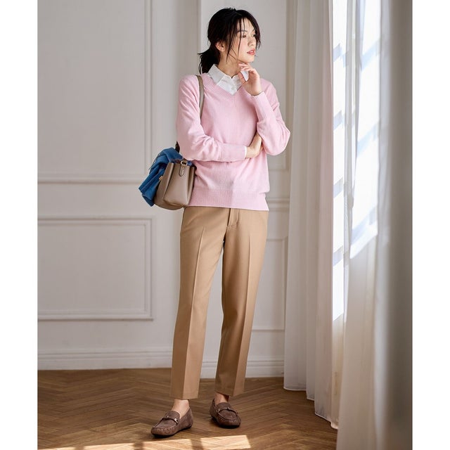 【洗濯機可/ストレッチ/ウエストゴム/リントラク加工】マルチファンクションストレッチテーパードパンツ （キャメル）