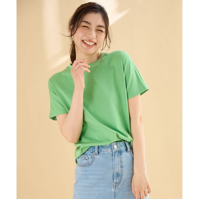 【6色展開/洗濯機可/UVケア/接触冷感】プレミアムベーシック半袖Tシャツ （グリーン）