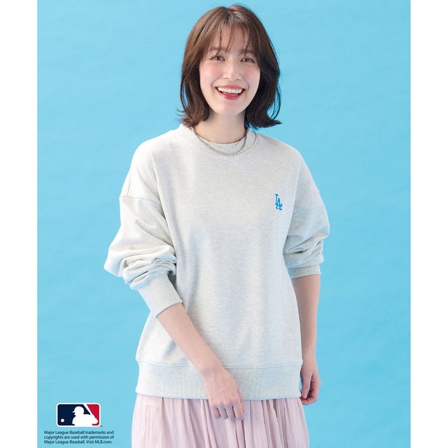 【洗濯機可/UVケア】MLB/メジャーリーグベースボール クルーネックスウェット （ライトグレー）