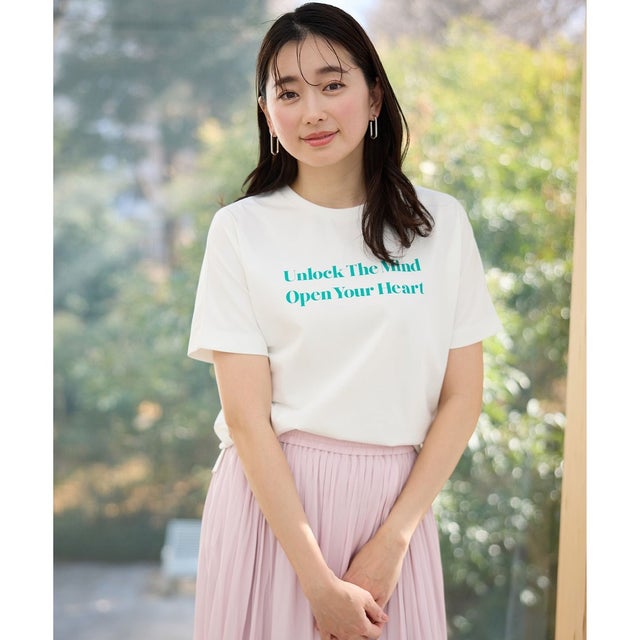【洗濯機可/接触冷感/UVケア】オーガビッツロゴ・フォトTシャツ （オフ×グリーンロゴ）
