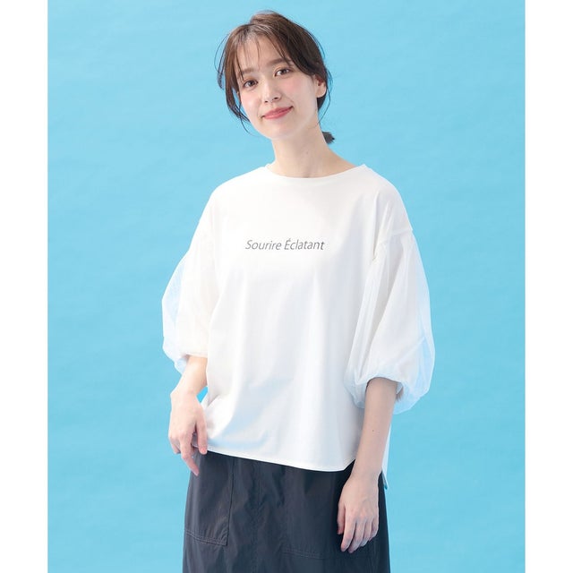 【洗濯機可/接触冷感/UVケア】エニィファンクションバルーンスリーブTシャツ （オフ）