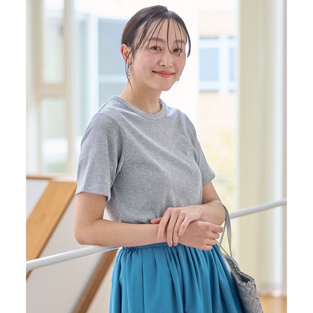 【洗濯機可】ラメテレコTシャツ （グレーラメ）