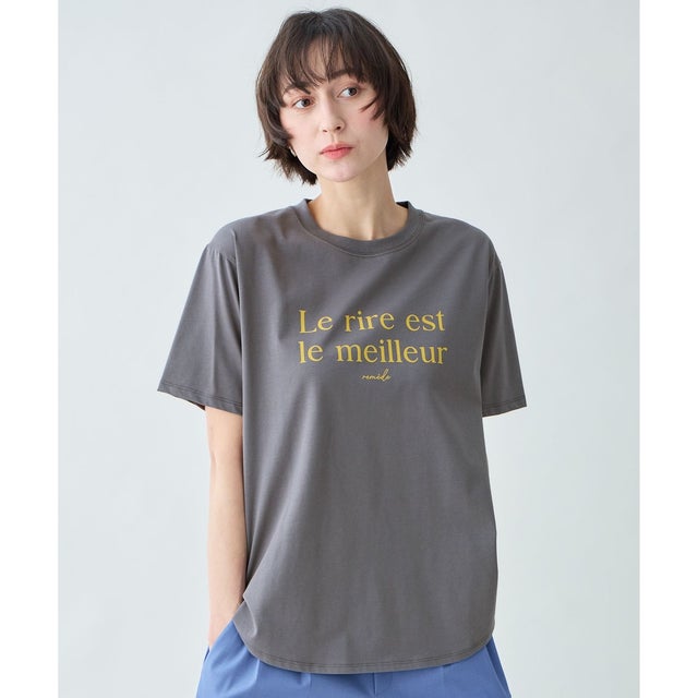 アソートロゴラウンドヘムTシャツ （チャコール×フロッキーロゴ）