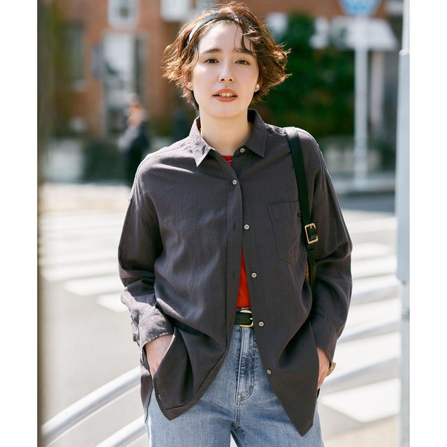 【Sサイズあり】ヨーロピアンリネンオーバーシャツ （スレート）