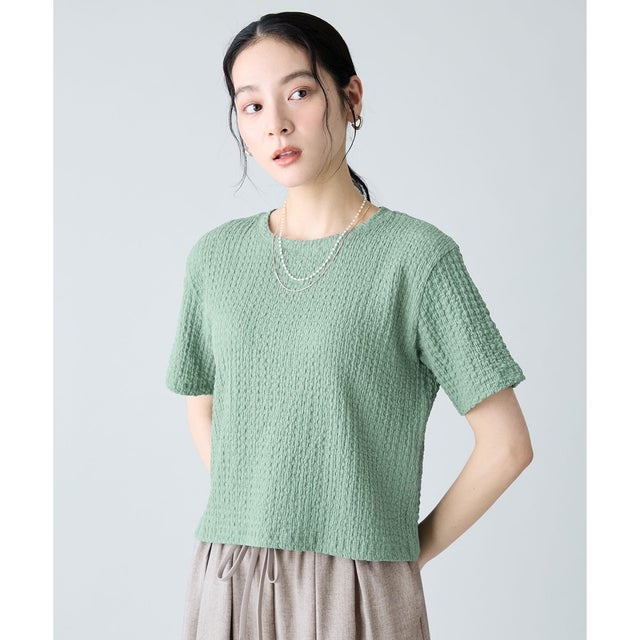 レースショート丈Tシャツ （グリーン）