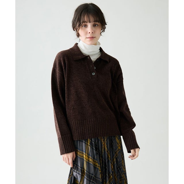 【WEB＆一部店舗限定】モールポロカラーニット （ブラウン）