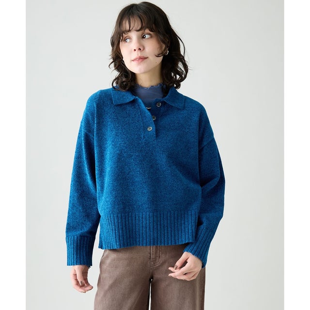【WEB＆一部店舗限定】モールポロカラーニット （ブルー）