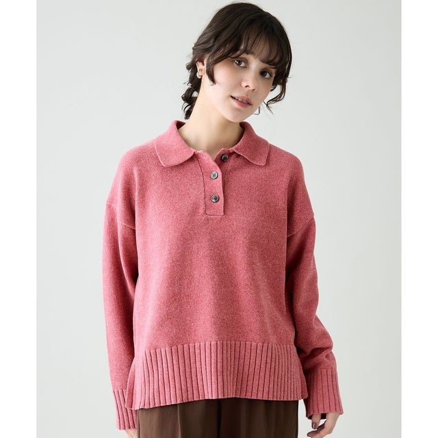 【WEB＆一部店舗限定】モールポロカラーニット （ピンク）